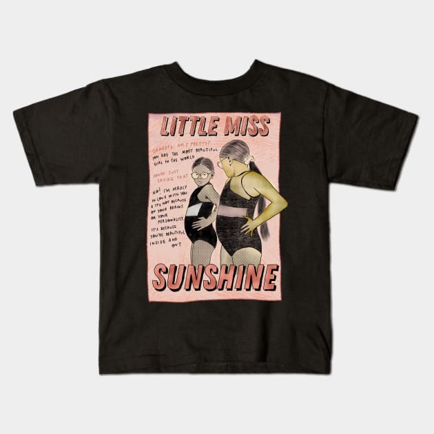 Little Miss sunshine writing Kids T-Shirt by sandimarshel